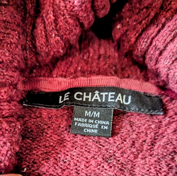 🎉Le Chateau size Medium burgundy/wine cowl neck sweater, used condition - Picture 2 of 14
